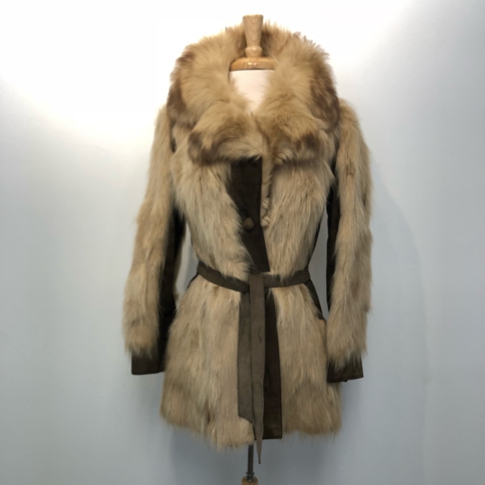 SOLD Vintage 70s Fur and Suede Coat As Is fully lined - Picture 2 of 8